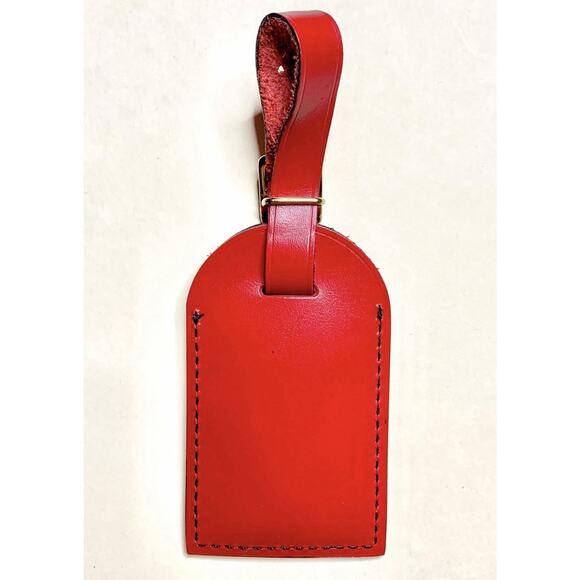 Louis Vuitton Red Bag Tag Gold-tone Accent Black Stitching w/ Strap Poignet - Picture 10 of 10